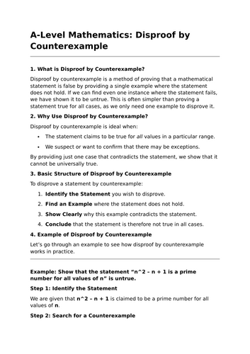 Disproof by Counterexample - A-Level Maths Lesson