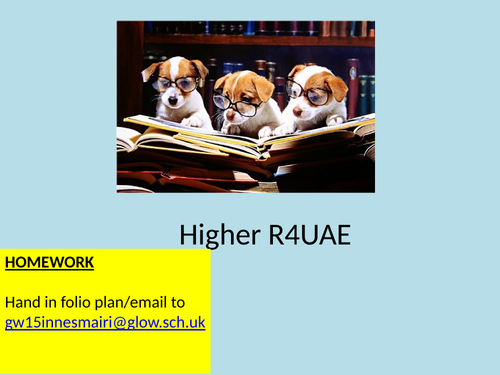 Higher English R4UAE RUAE Close Reading In Your Own Words Task ...