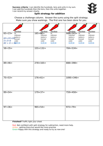 Split Strategy Addition chilli challenge | Teaching Resources