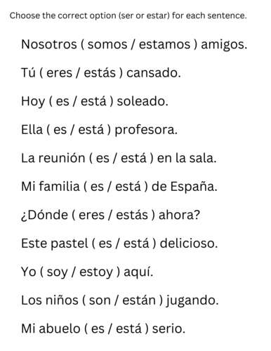 SER ESTAR IN SPANISH THE BEST GUIDE EXAMPLES EXERCISES visual data 7