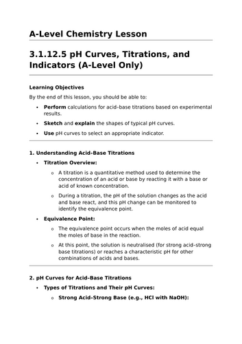 pH Curves, Titrations, and Indicators - A-Level Chemistry Lesson