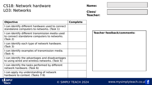 GCSE CS - L18 Workbook (Network hardware)