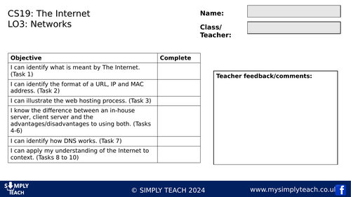 GCSE CS - L19 Workbook (The internet)