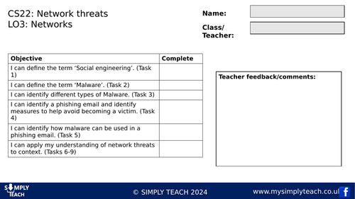 GCSE CS - L22 Workbook (Network threats)