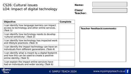 GCSE CS - L26 Workbook (Cultural issues)