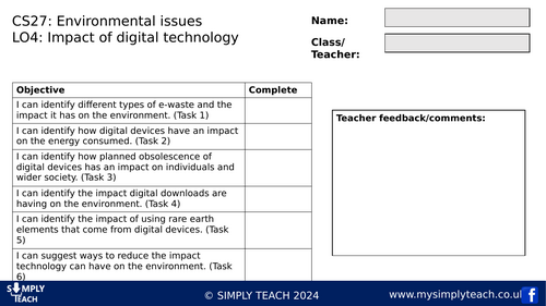 GCSE CS - L27 Workbook (Environmental issues)