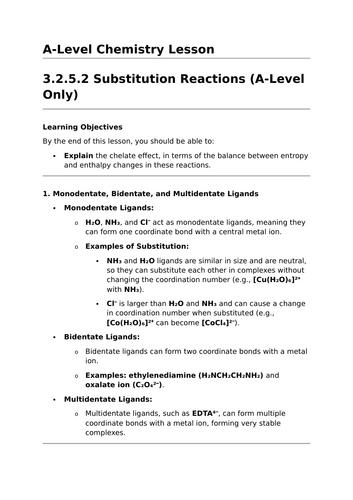 Substitution Reactions - A-Level Chemistry Lesson