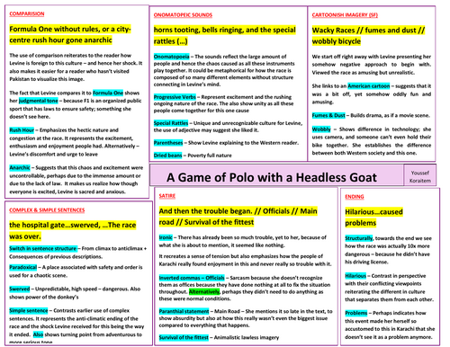 Edexcel IGCSE English Language - A Game of Polo With A Headless Goat - Analysis Notes