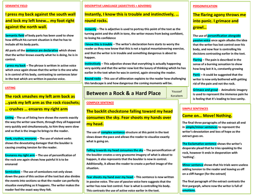 Edexcel IGCSE English Language - Between a Rock & a Hard Place - Analysis Notes