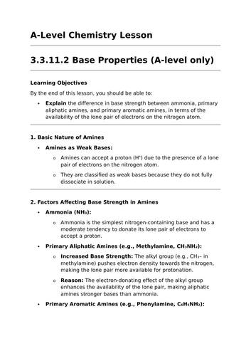 Base Properties - A-Level Chemistry Lesson