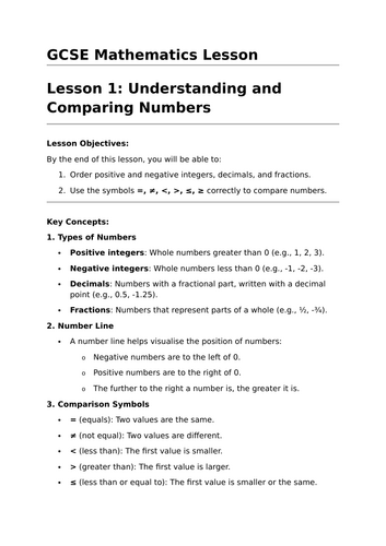 Understanding and Comparing Numbers - GCSE Maths Lesson