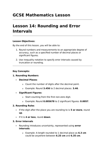 Rounding and Error Intervals - GCSE Maths Lesson