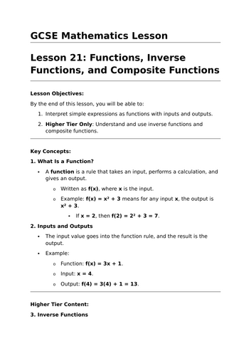 Functions - GCSE Maths Lesson