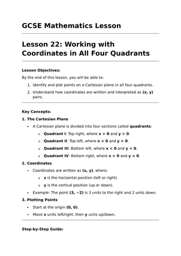 Coordinates - GCSE Maths Lesson