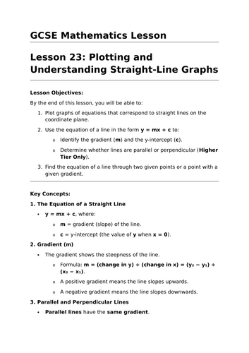 Straight Line Graphs - GCSE Maths Lesson