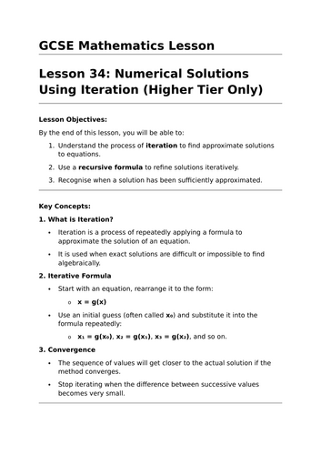 Iteration - GCSE Maths Lesson