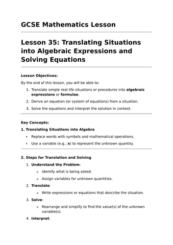 Solving Equations - GCSE Maths Lesson