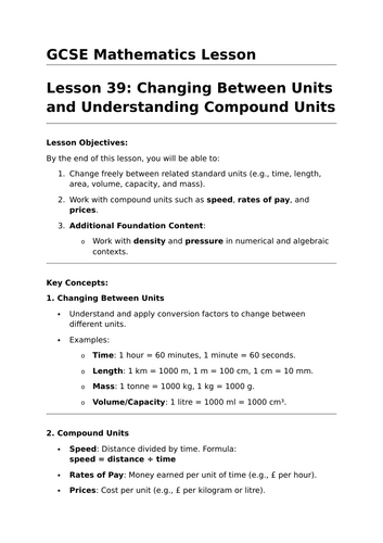 Working with Units - GCSE Maths Lesson