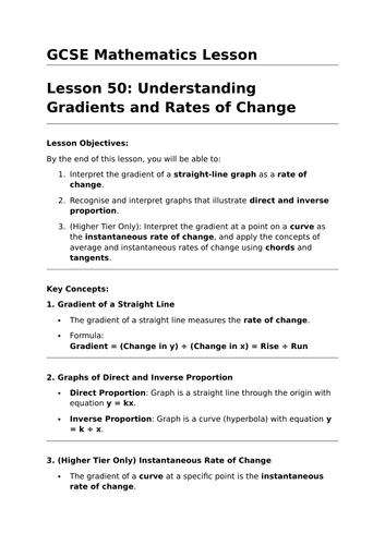 Gradients and Rates of Change - GCSE Maths Lesson