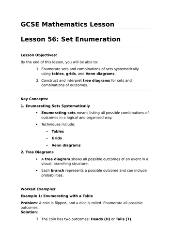 Set Enumeration - GCSE Maths Lesson