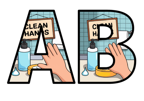 Washing Hands NEW Lettering FULL Set Instant Display Title Whole ...