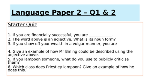 AQA GCSE English Lang Paper 2 Qs1-3 (3 lessons) | Teaching Resources