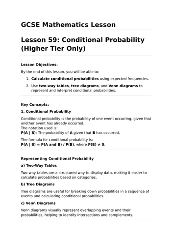 Conditional Probability - GCSE Maths Lesson