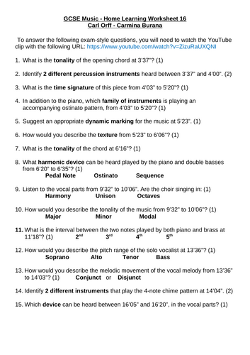 GCSE Music Listening Revision Part 3 | Teaching Resources