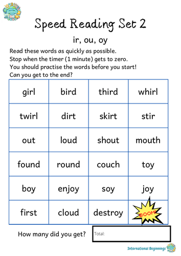 PHONICS - Speed Reading Booklet SET 2 (ir, ou, oy) - International Beginnings