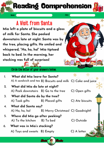 Reading Comprehension | Year 1 | Christmas Pack 1 | Phonics