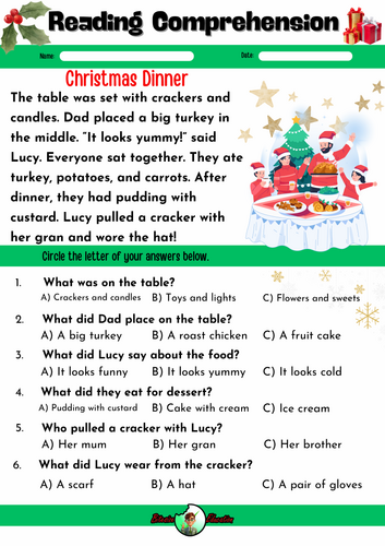 Reading Comprehension | Year 1 | Christmas Pack 2 | Phonics