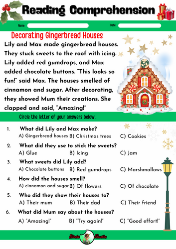 Reading Comprehension | Year 1 | Christmas Pack 4 | Phonics