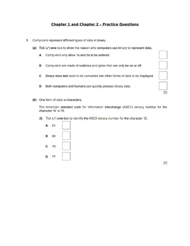 IGCSE Computer Science Chapter 1 and 2 0478 0984 Questions and Answers ...