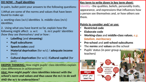 AQA A-level Sociology Education Class differences (internal factors ...