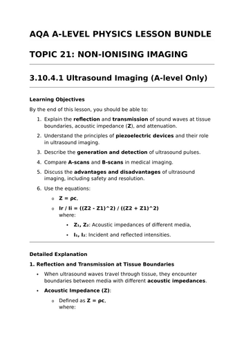 NON-IONISING IMAGING - Complete Lesson Bundle for AQA A-Level Physics