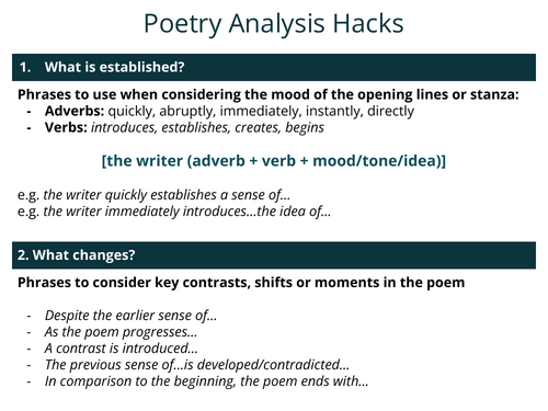 Poetry Analysis Hacks Teaching Resources