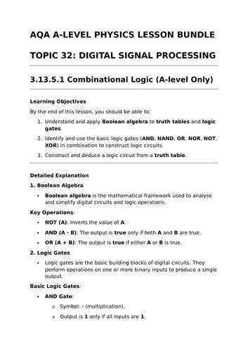 DIGITAL SIGN PROCESSING - Complete Lesson Bundle for AQA A-Level Physics