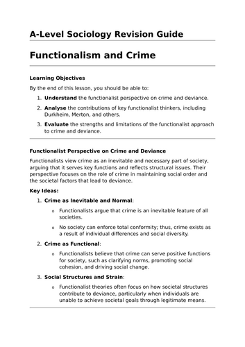 Functionalism and Crime - A-Level Sociology