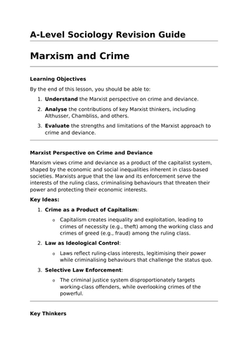 Marxism and Crime - A-Level Sociology