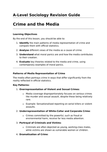 Crime and the Media - A-Level Sociology