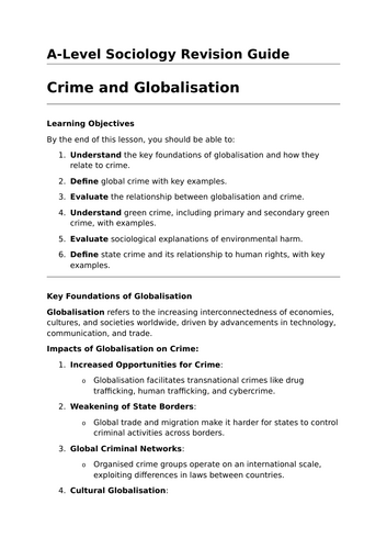 Crime and Globalisation - A-Level Sociology