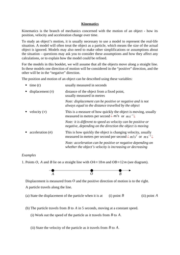 Kinematics (new A level maths)