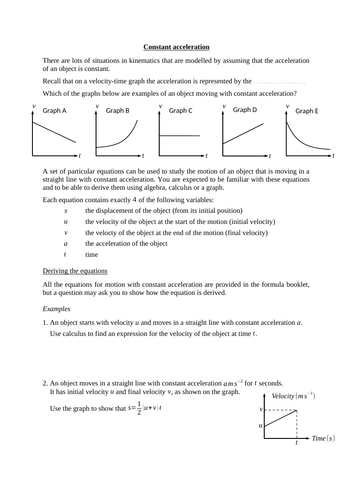 Constant acceleration (new A level maths)