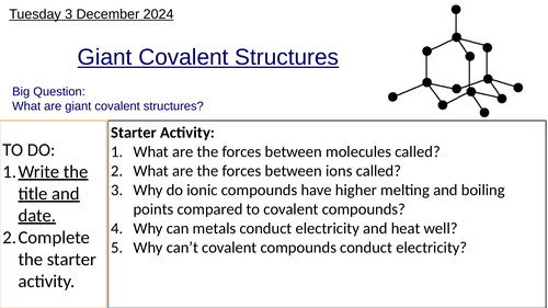 GCSE Giant Covalent Structures - Diamond, Graphite and Silicon Dioxide