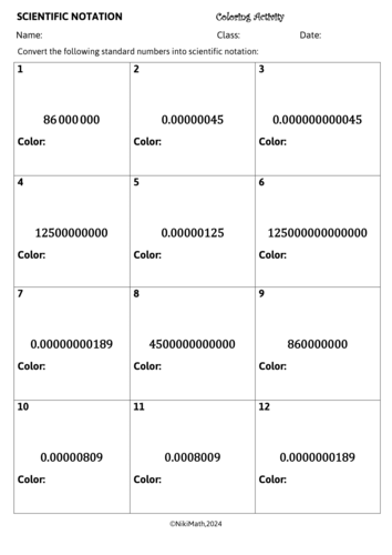 Scientific Notation - Coloring Activity/Color by Code | Teaching Resources