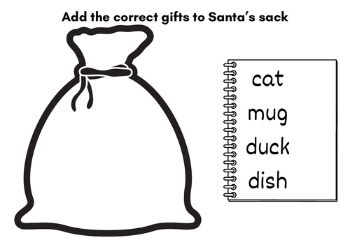 Read and stick Santa's sack - cvc words