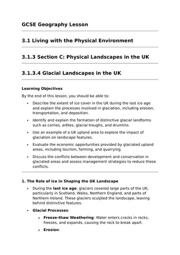 Glacial Landscapes in the UK - GCSE Geography Lesson