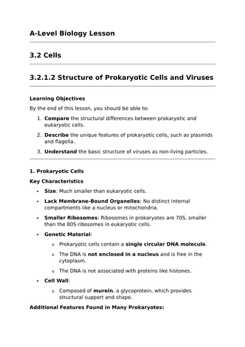 Structure of Prokaryotic Cells and Viruses - A-Level Biology Lesson