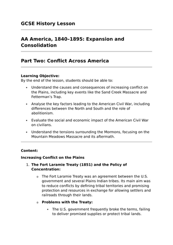 Conflict Across America  (America, 1840–1895) - GCSE History Lesson