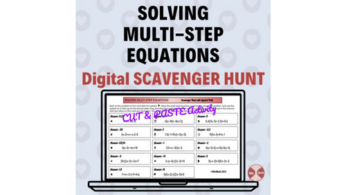 Multi-Step Equations - Scavenger Hunt with Symbol Path-Cut & Paste ...